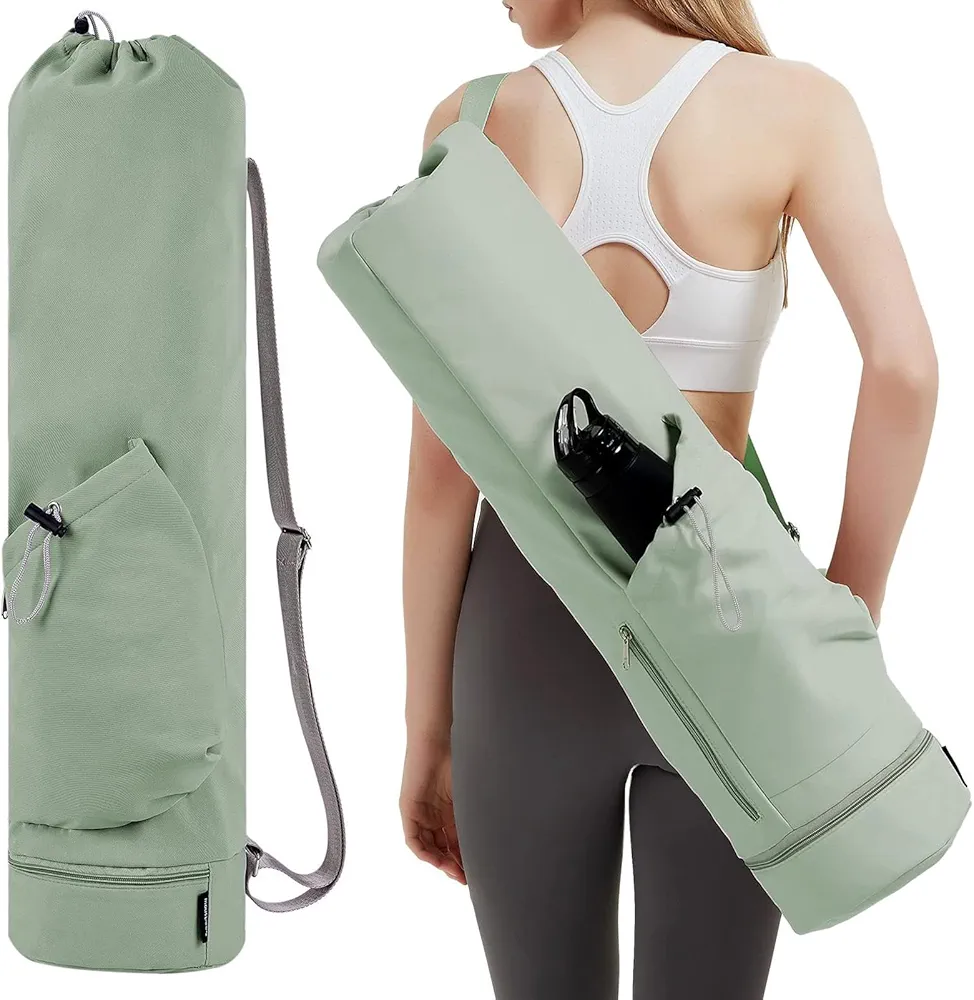 Yoga Mat Bag Yoga Mat Carrier Bag with Water Bottle Pocket and Bottom Wet Pocket Waterproof Yoga Mat Carry Bag Multi-Functional Storage Bag for Women Men