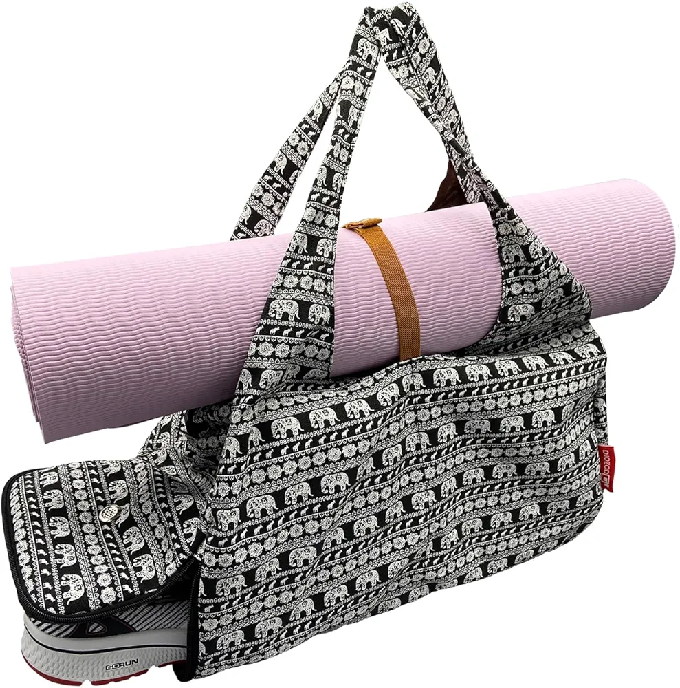Aozora Yoga Gym Bag for Women, Carrying Workout Gear, Yoga Mat Bag with Shoe Compartment Multi-Functional Storage Pockets