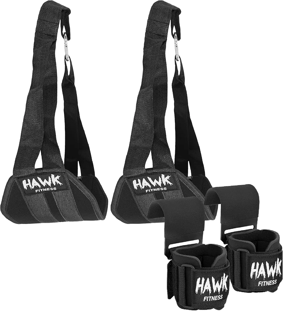 Weightlifting Hooks with Wrist Straps & Ab Straps for Men and Women - Exercise Equipment for Fat Burning and Strength Training
