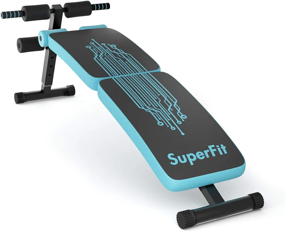 Goplus Sit Up Bench Adjustable, Foldable Abdominal Training Workout Slant Bench, Decline Curved Ab Bench with 4 Adjustable Height Settings
