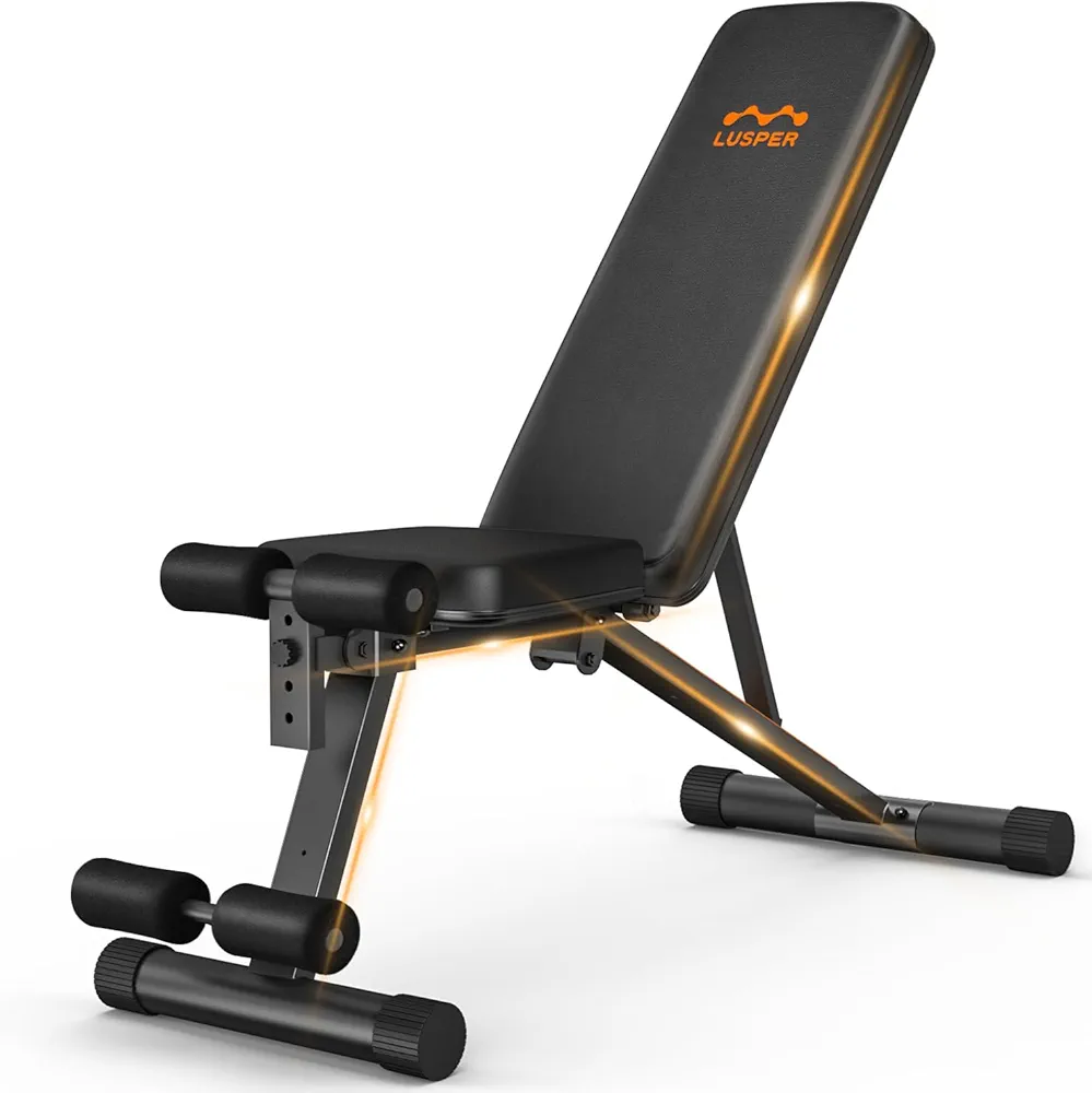 Lusper Adjustable Weight Bench Foldable - 600 Lb Stable Workout Bench, 5 Sec Fast Folding Multi-Purpose for Full Body Workout
