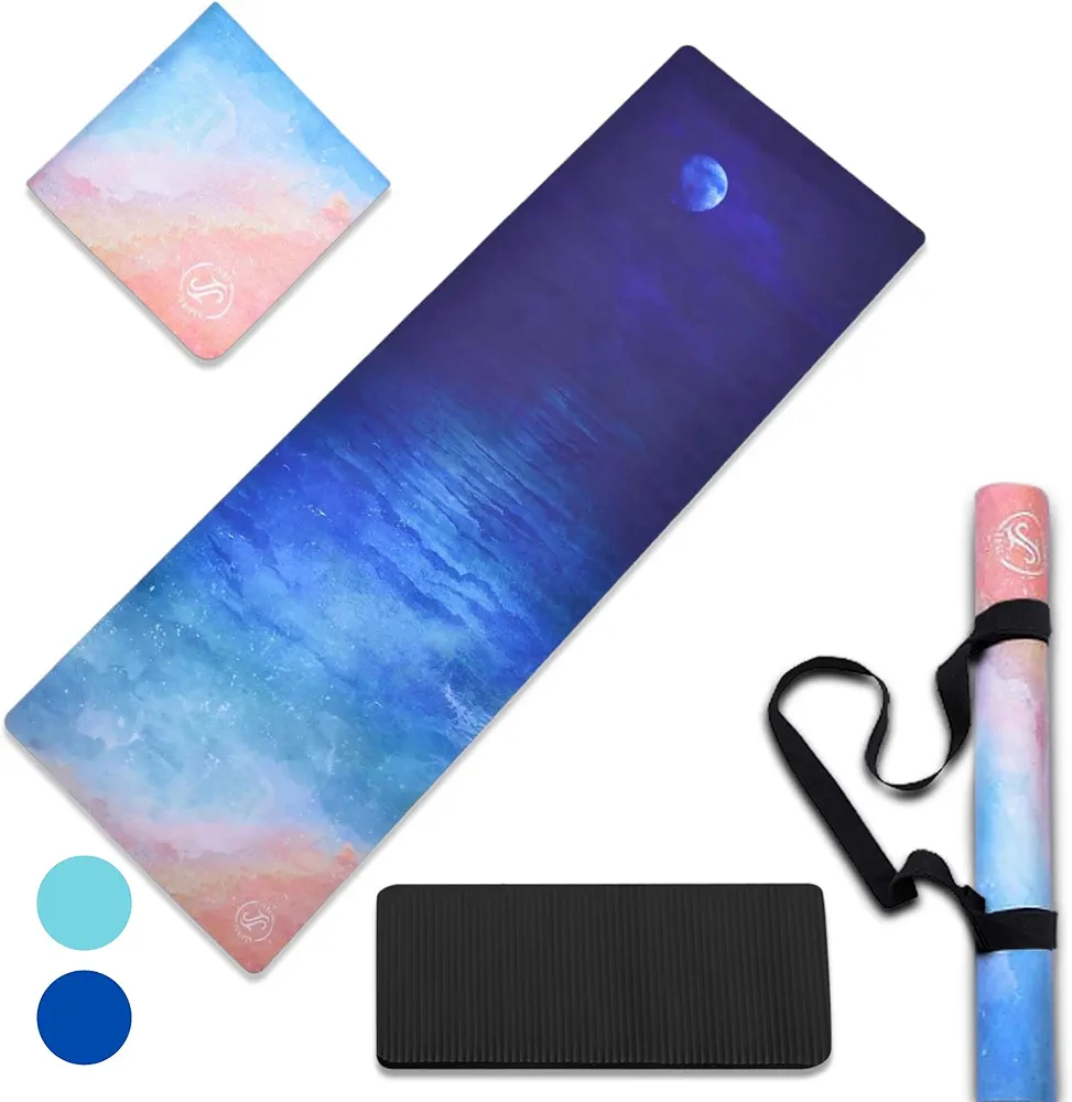 June & Juniper Travel Yoga Mat Foldable Lightweight - Thin Light Non-Slip Travel Yoga Mat Eco