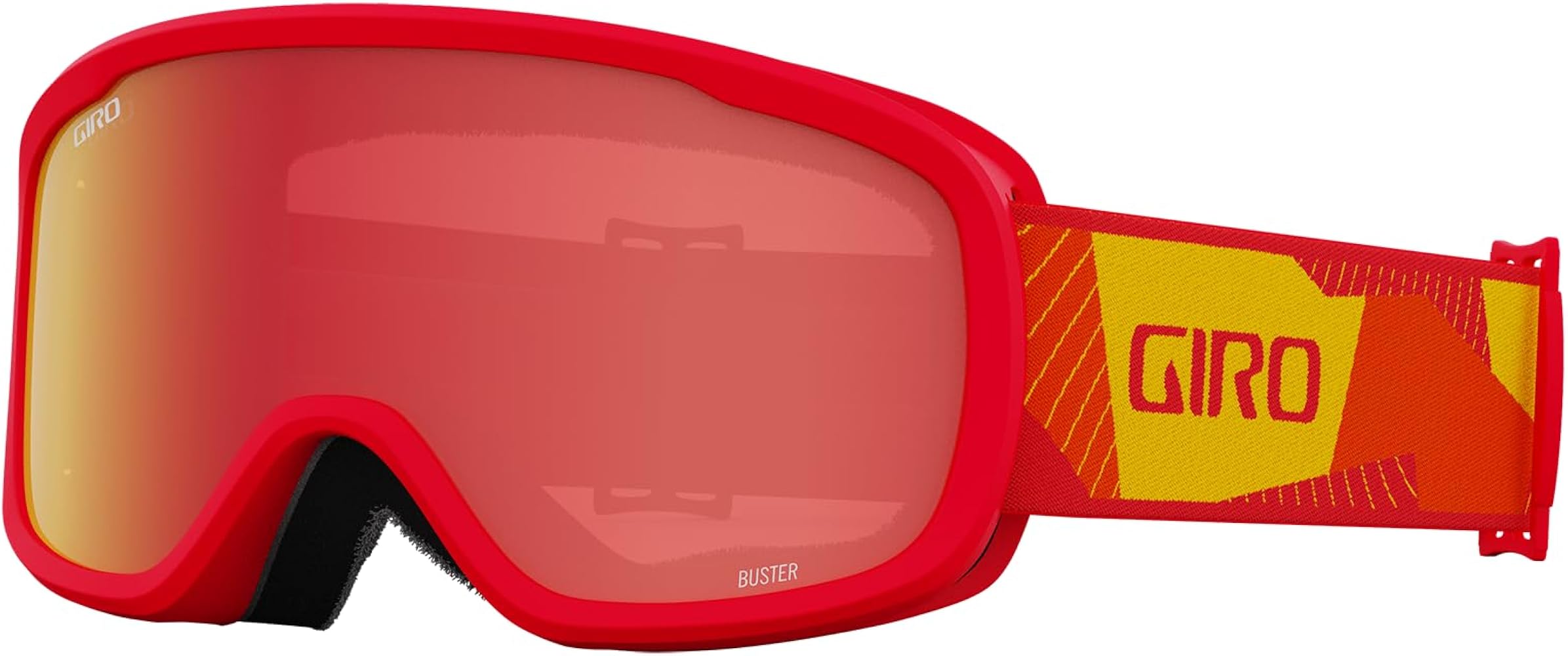 Giro Buster Youth Ski Goggles - Snowboard Goggles for Kids, Boys, and Girls - Red Geo Camo Strap with Amber Scarlet Lens