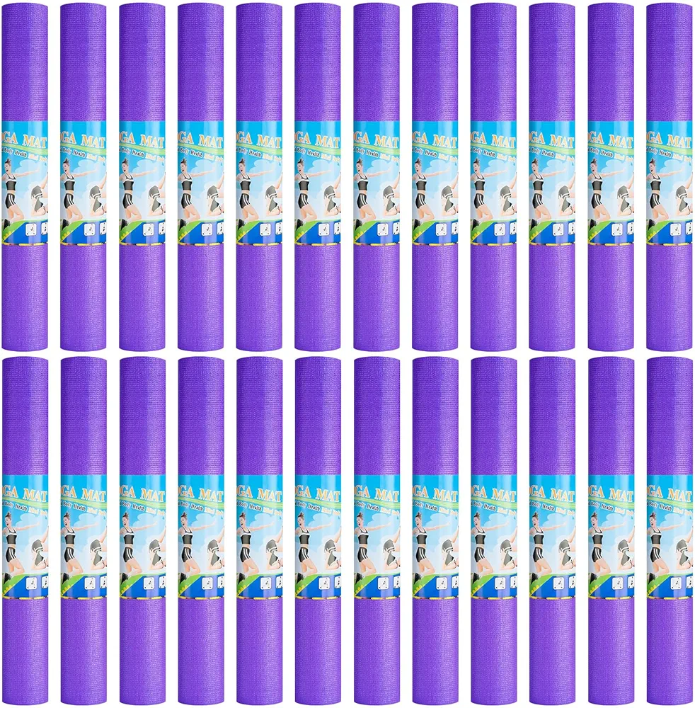 Funtery 24 Pcs 3 mm Thick Yoga Mat Exercise Workout Mat Non Slip Fitness Yoga Pad for Women Gym Home Yoga Pilates