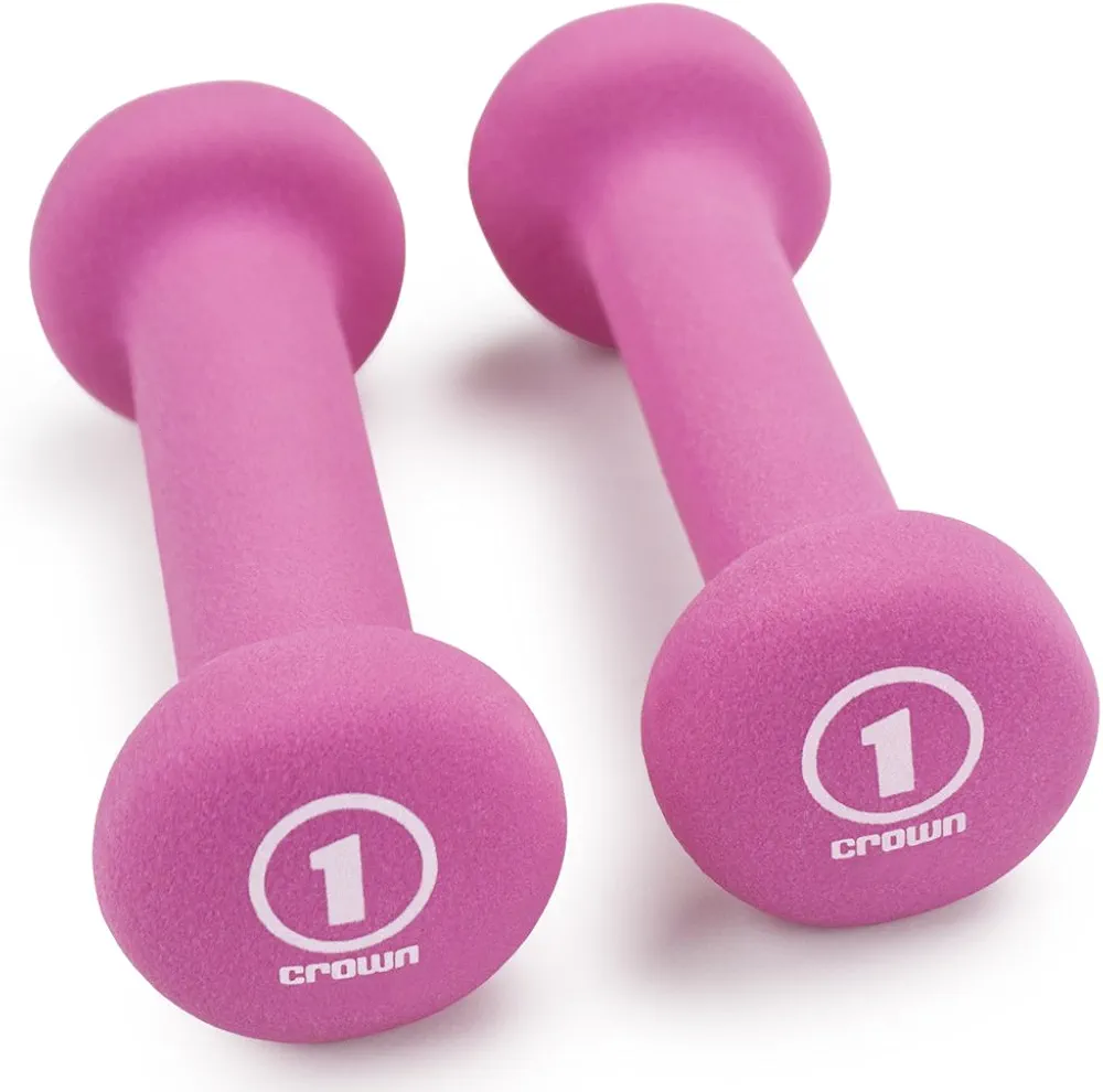 Crown Sporting Goods Set of 2 Body Sculpting Hand Weights - Soft Neoprene Coated Dumbbell Set - Supplies for Exercise, Workout, Weight Loss, Body Building - for Men, Women, Seniors, Teens, and Youth