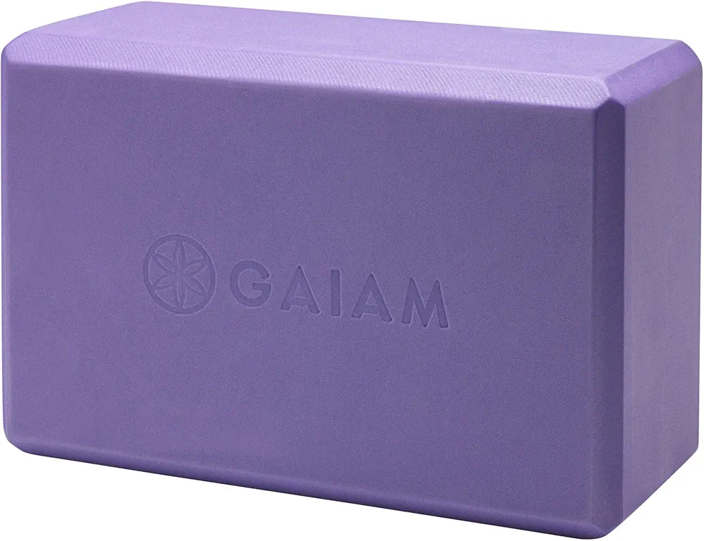 Gaiam Yoga Block - Supportive Latex-Free Eva Foam - Soft Non-Slip Surface With Beveled Edges For Yoga, Pilates, Meditation - Yoga Accessories For Stability, Balance, Deepen Stretches (Purple)