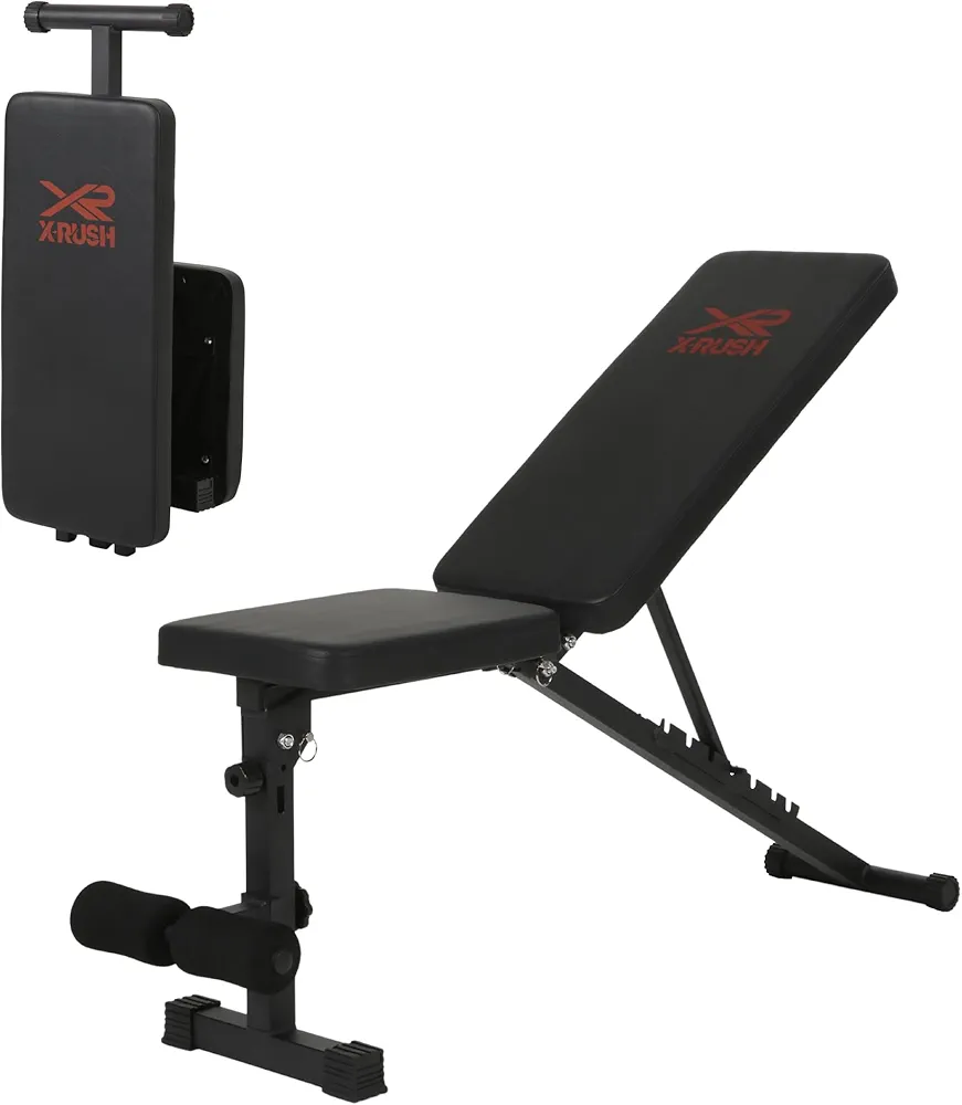 Basic Weight Bench for Home Gym, Foldable Workout Bench with 8 Backrests, 660LBS Weight Capacity Adjustable lightweight Bench, BLACK