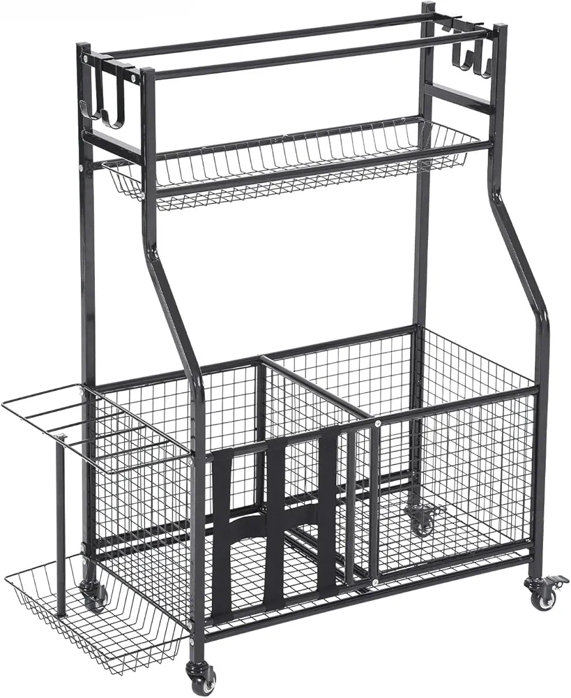 Weight Rack for Home Gym, Home Gym Storage for Dumbbells Yoga Mat Kettlebells Foam Roller, Balls, 3-Tier Gym Organization for Home Gym with Wheels and Hooks for Exercise Equipment Storage