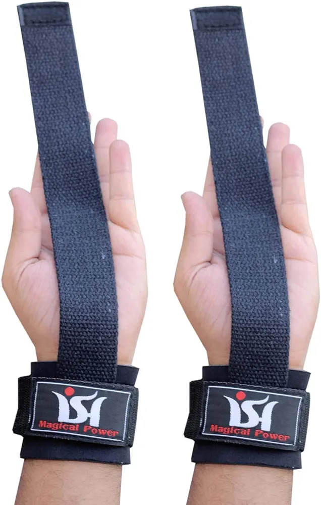 ISH Sports Gym Weight Lifting Straps Power Training Grip Gloves Wrist Support wrap Hand bar Work Out Pair