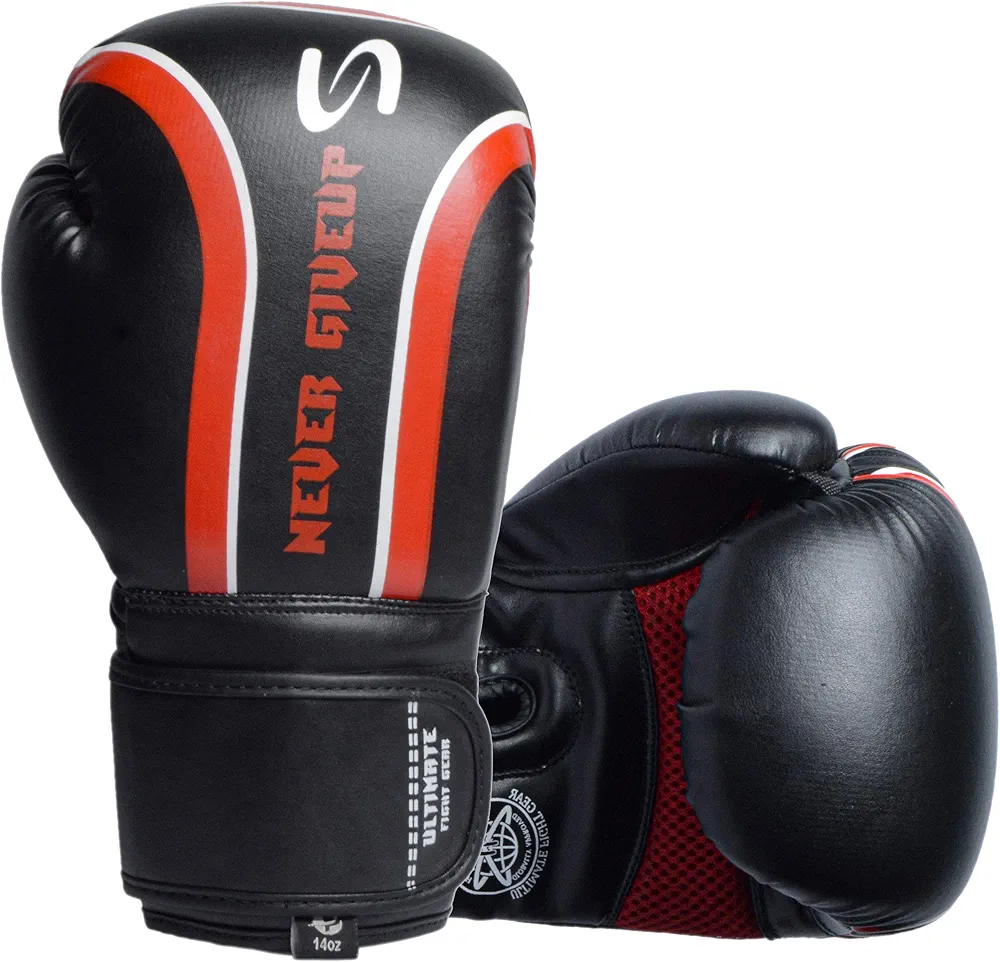 Ultimate - Never Give Up - Boxing Gloves for Boxing MMA Muay Thai Bagwork Training & Fight
