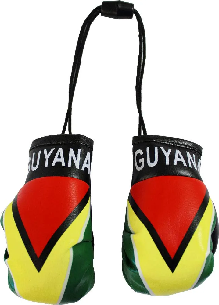 Guyana - Novelty Mini Boxing Gloves with Black Snap Connection