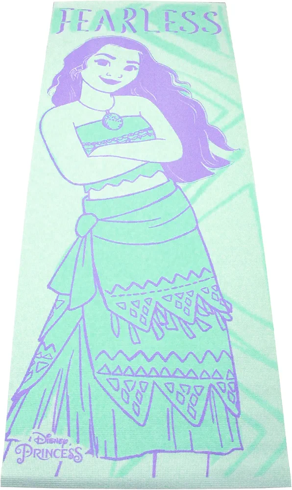 Disney Moana Kids Yoga Mat Non Slip, All Purpose PVC Fitness and Workout Mat for Boys and Girls, Blue, 3 mm