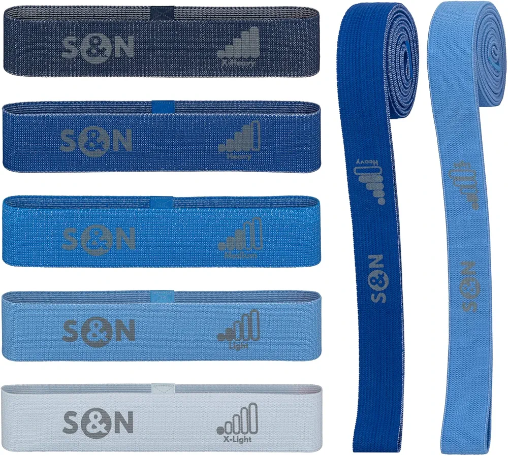 Resistance Bands for Women and Men - 5 Levels Elastic Bands for Exercise for Legs, Glutes, Ankles, Arms, Core, and Back Muscles. Non-Slip Fabric Resistance Bands Set