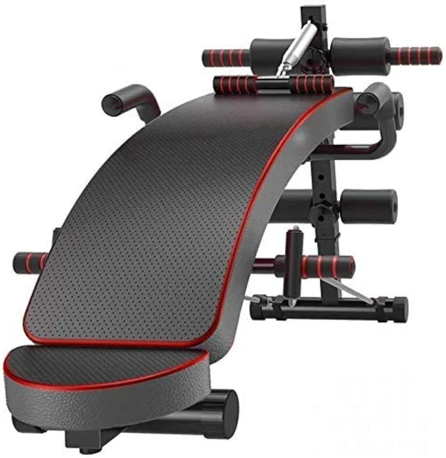 Weight Bench Adjustable, Multifunctional Utility Workout Bench Sit Up Incline Abs Benchs, for Full Body Upright, Incline, Decline, and Flat Exercise,Red
