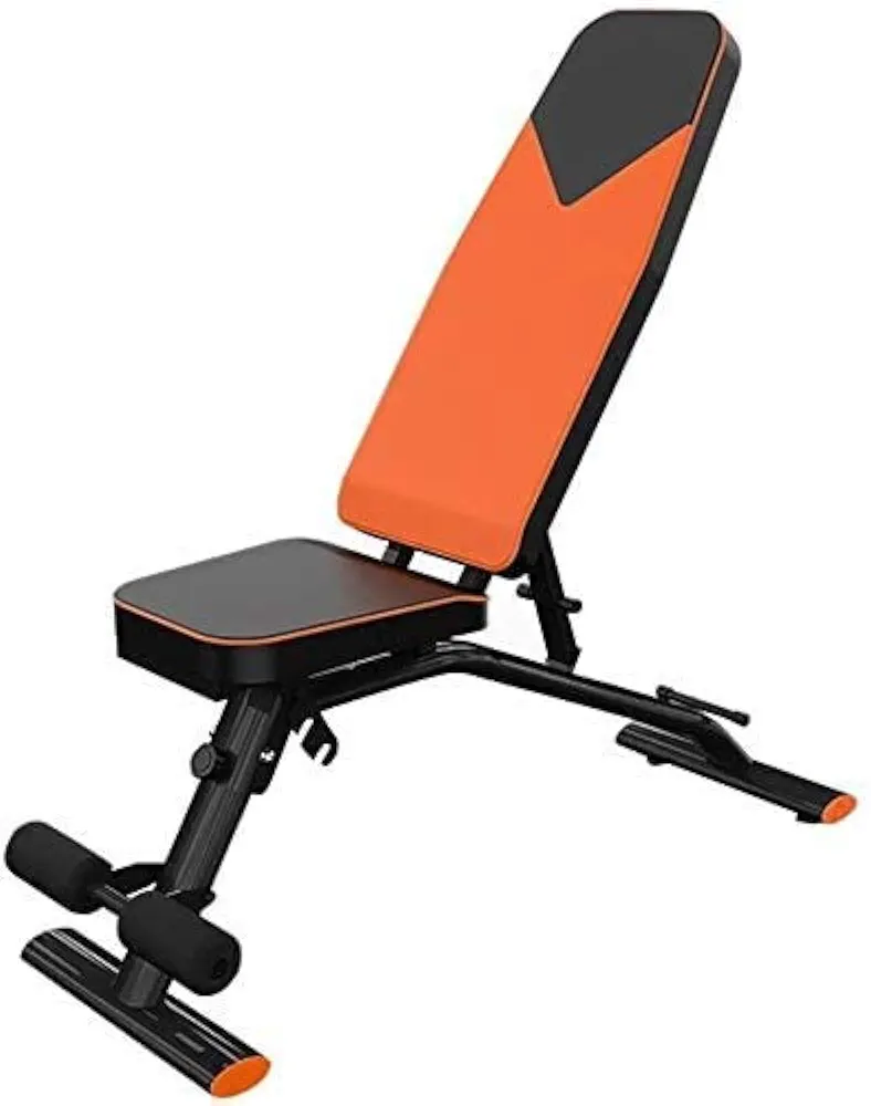 Weight Bench Foldable, Press Exercise Gym Bench Multifunctional Sit Up Incline Abs Benchs, for Weightlifting and Strength Training,Orange