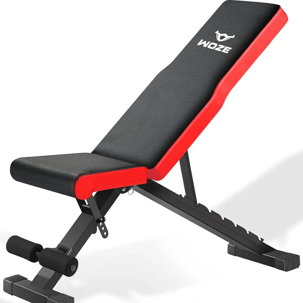 WOZE Adjustable Weight Bench, 880LB Foldable Workout Bench for Home Gym, Multi-Purpose Decline Incline Bench for Full Body Strength Training