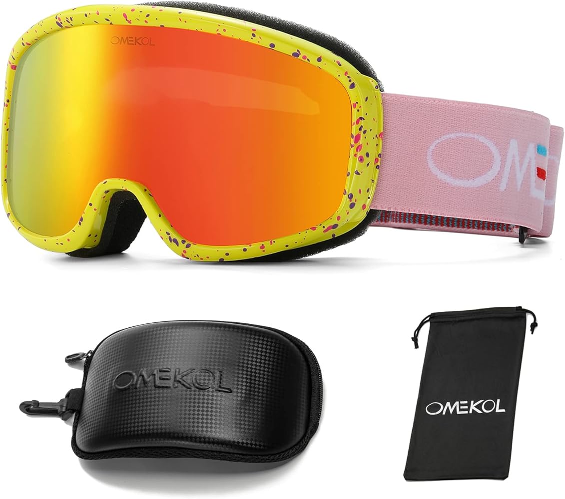OMEKOL Double Layers Anti-Fog Ski Goggles For Kids Snow Snowboard Glasses