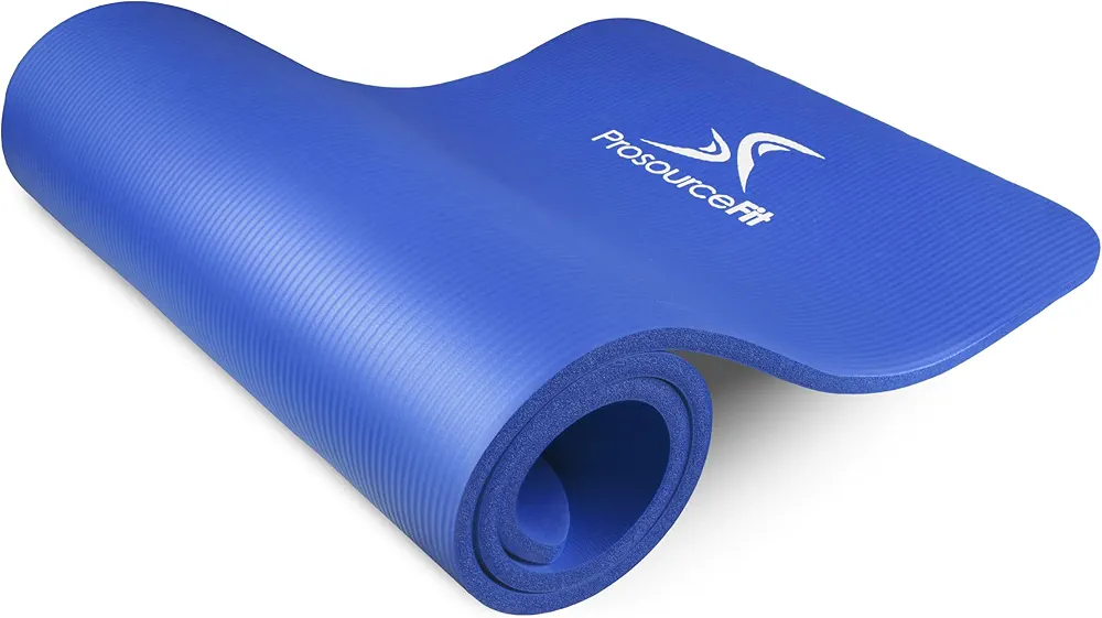ProsourceFit Extra Thick Yoga and Pilates Mat ½” (13mm) or 1" (25mm), 71-inch Long High Density Exercise Mat with Comfort Foam and Carrying Strap, Purple