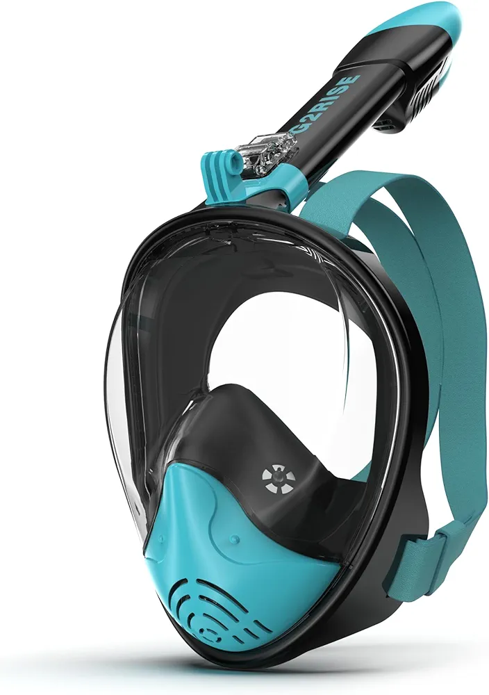 G2RISE Full Face Snorkel Mask Adults Snorkeling Set Gear for Kids with Detachable Camera Mount, Safe Breathing, Anti Fog Anti Leak