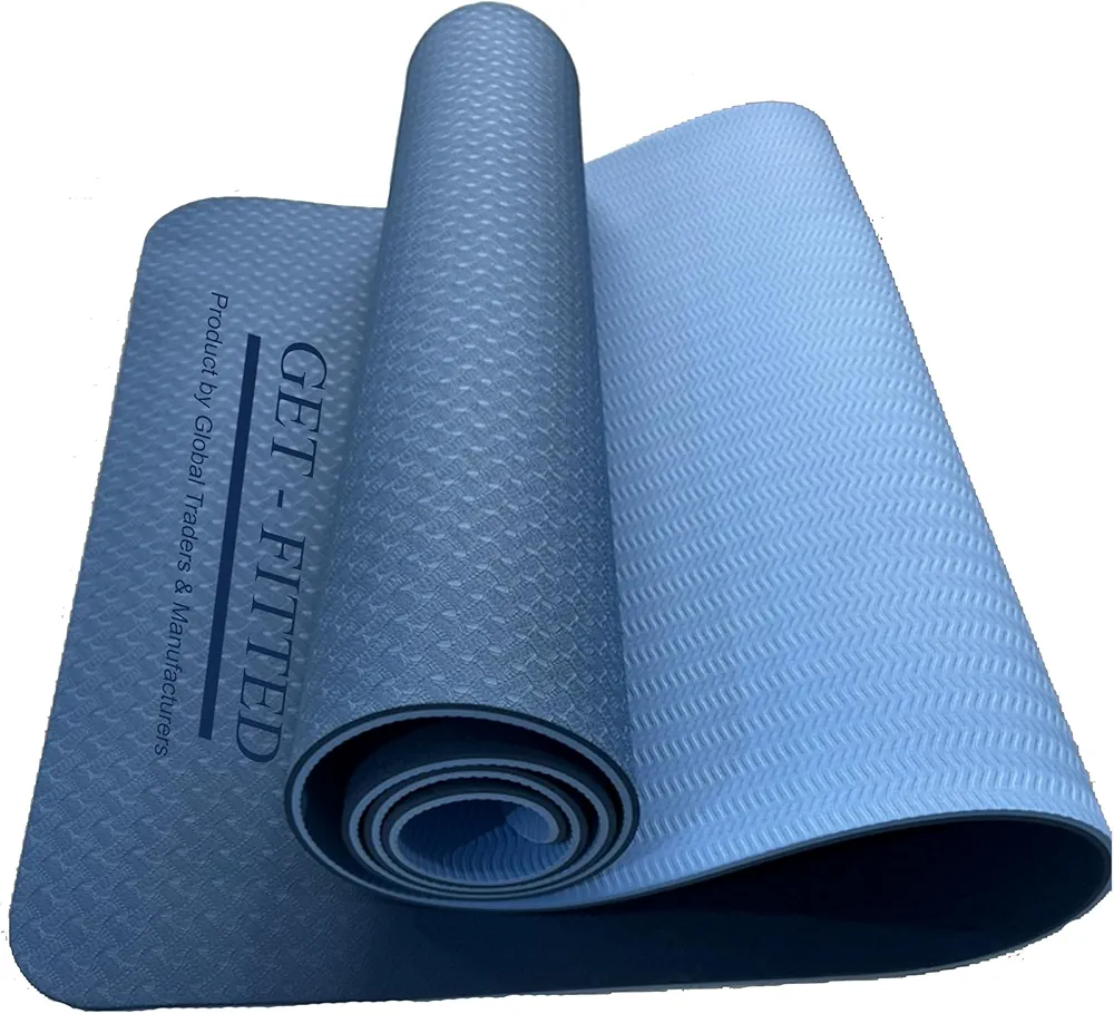GET-FITTED Yoga Mat - Ultra Smooth 6MM Thick Non-Slip Yoga & Exercise Mat – Perfect for Home & Outdoor Yoga, Pilates, Stretching and Floor Workouts for Men and Women (72" L x 24" W) (Dark & Light Blue)