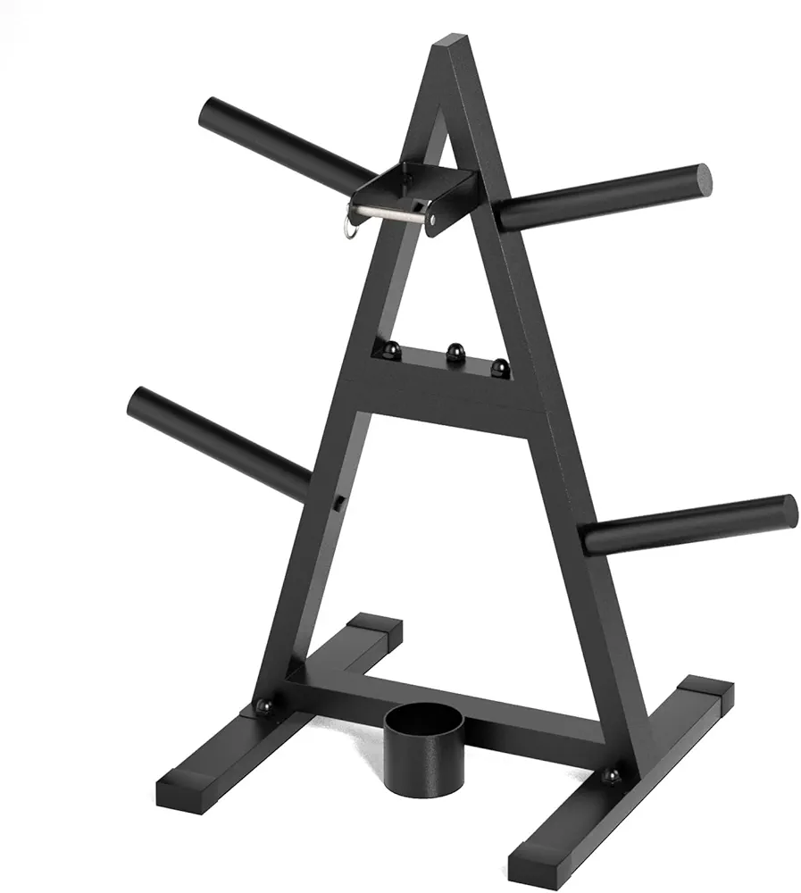 A-Frame Weight Plate Tree for 1" Olympic Plates - Holds 300 lbs, Dumbbell Rack and Home Gym Storage Stand - Organize Your Workout Area !