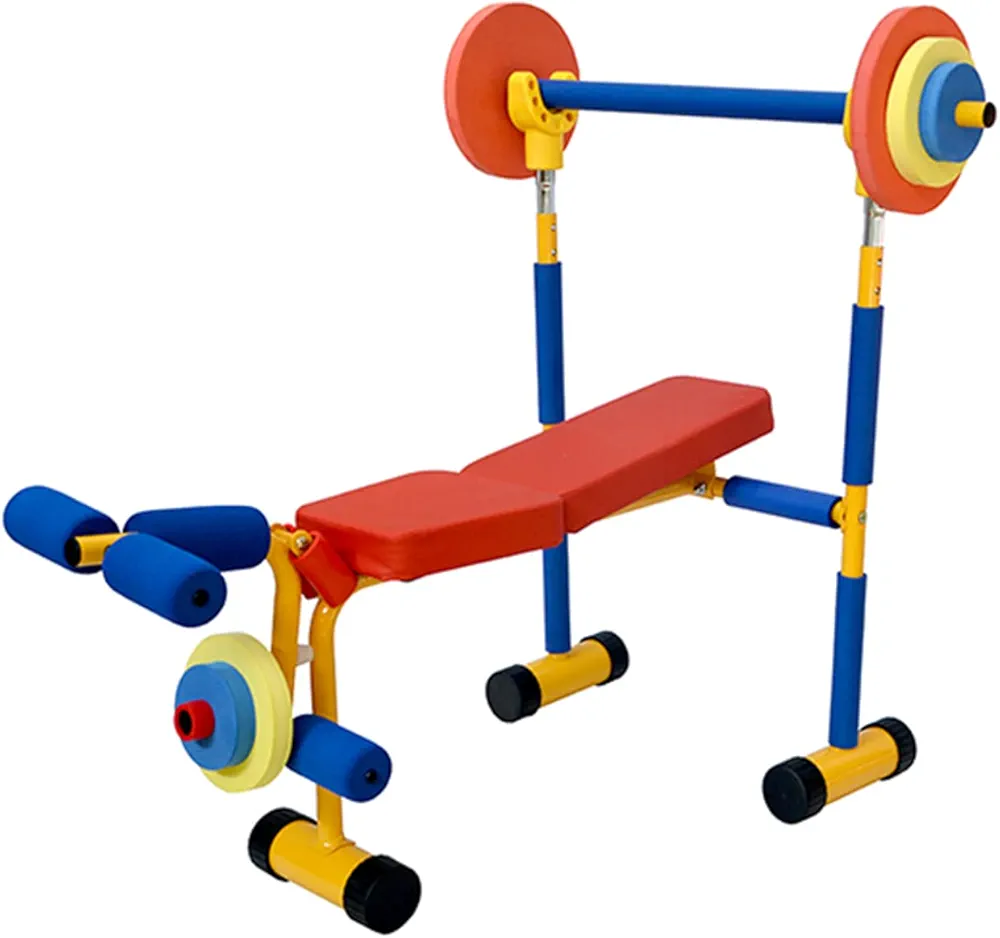 Kids Fun And Fitness Dumbbell Set, Adjustable Weight Bench Barbell Set, Weight Bench With Weights And Barbell, For Beginners Barbell Weightlifting Exercise
