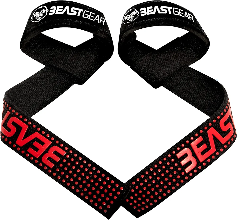 Beast Gear Weight lifting Straps - Lifting Straps for Weightlifting, Wrist Weight Straps for Men, Women, Padded Neoprene Deadlift Straps with Advanced Gel Flex Grips, Non Slip for Bodybuilding