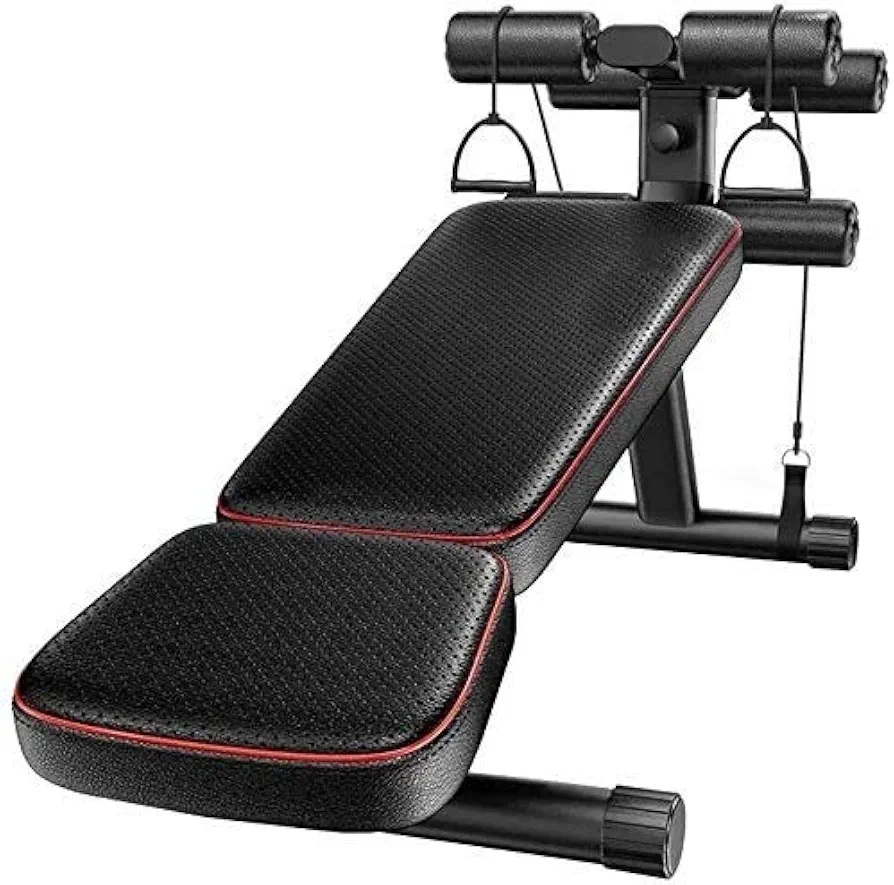 Weight Bench Adjustable, Foldable Press Exercise Gym Bench Multifunctional Decline Bench, for Full Body Upright, Incline, Decline, and Flat Exercise,Black
