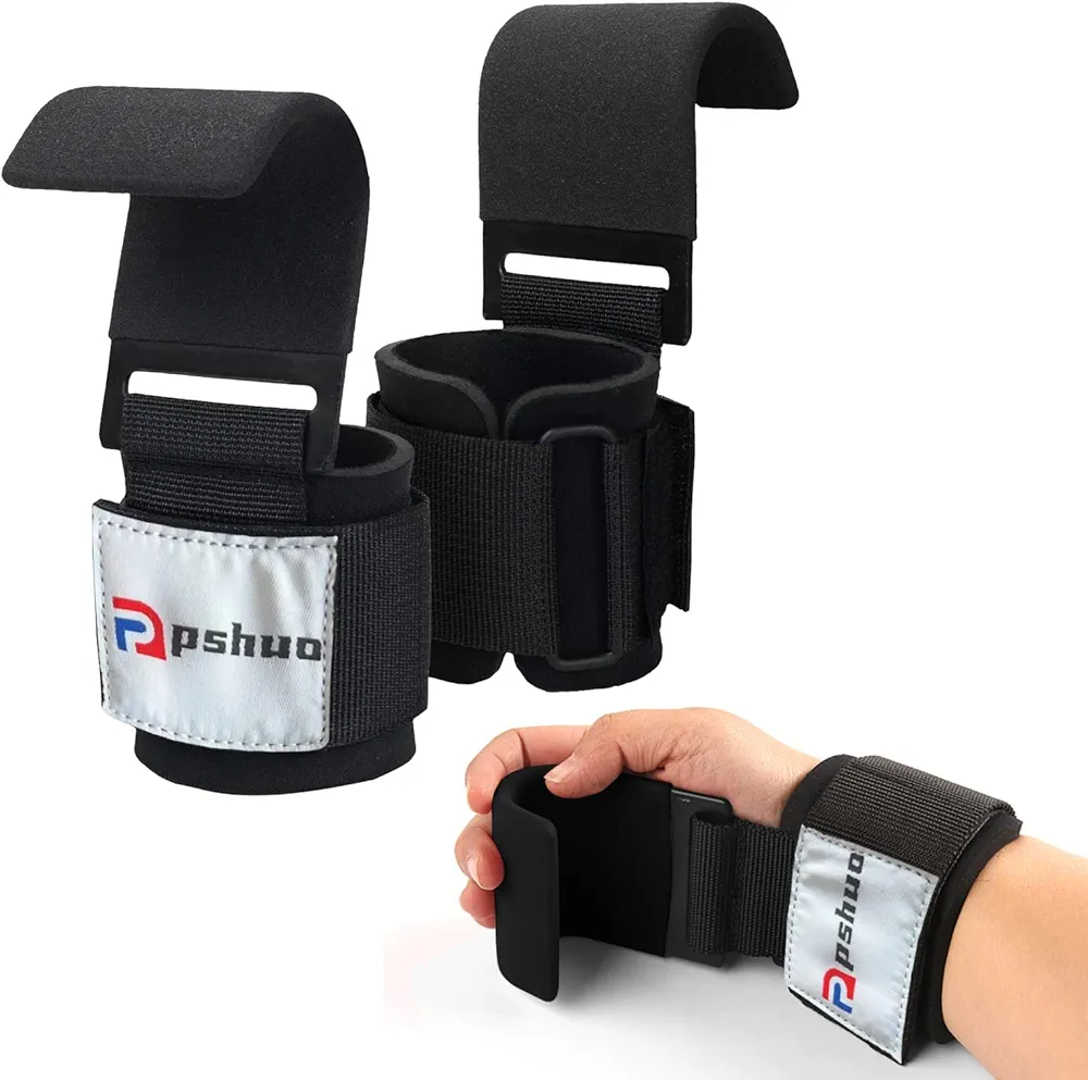5mm Heavy Duty Professional Hook Hand Grip Adjustable Neoprene Wrist Bag Weightlifting Bracket Hand Grip Wrist Fitness Men's and Women's Sports Belt Pad Gloves Weightlifting Hand Grip(Pair)