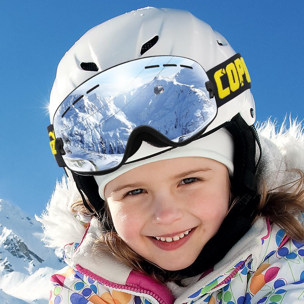 COPOZZ Ski Goggles Kids, Youth Snowboard Goggles for Boys Girls Toddler Age 2-12,OTG UV400 Helmet Compatible Skiing Equipment