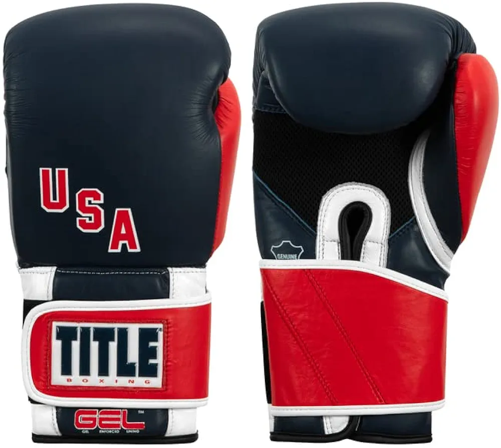TITLE Boxing Ray Leonard 1976 Montreal Special Edition Leather Training Gloves - Boxing Gloves, Boxing Training Gloves, MMA Gloves, Oz Training Gloves, Kickboxing Gloves, Sparring Gloves
