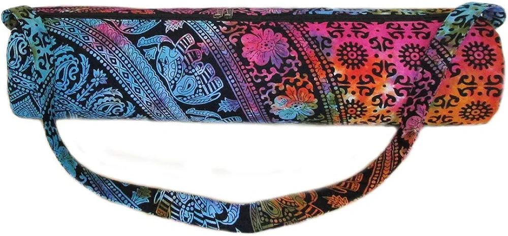 INDIAN CRAFT CASTLE ICC Yoga Mat Bag Carrier Full-Zip Exercise Yoga Mat Carry Bag for Women Men with Multi-Functional Storage Pockets and Adjustable Shoulder Strap 26X6 Inches