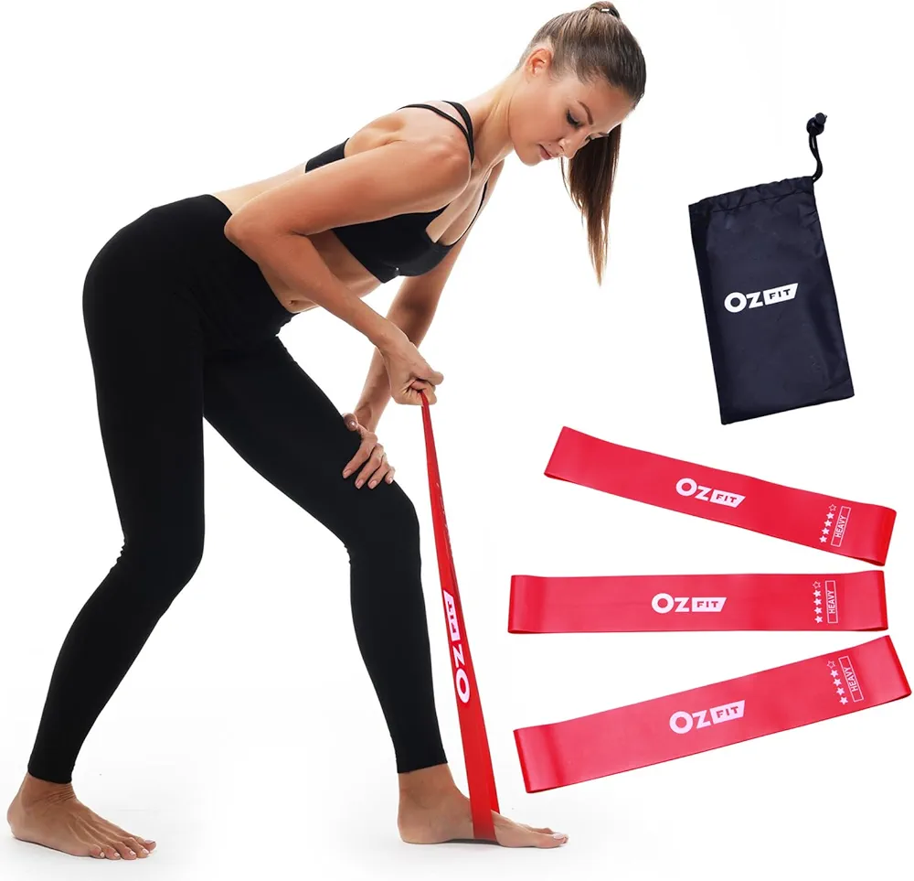 Red Exercise Bands Resistance Bands Set for Working Out & Physical Therapy - Exercise Bands Resistance Bands for Full Body Workout