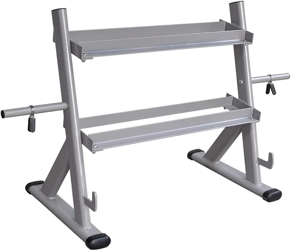 Dumbbell Bracket 2 Tier Metal Steel Home Workout Gym Dumbbell Weight Rack Storage Stand Barbell Rack Multifunctional Weight Rack for Dumbbells Dumbbell Rack (Color : Gray)