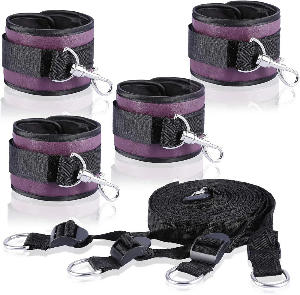 Soft Adjustable Straps Set Leather Kit for Hand-Wrist-Ankle Home Gym Sports