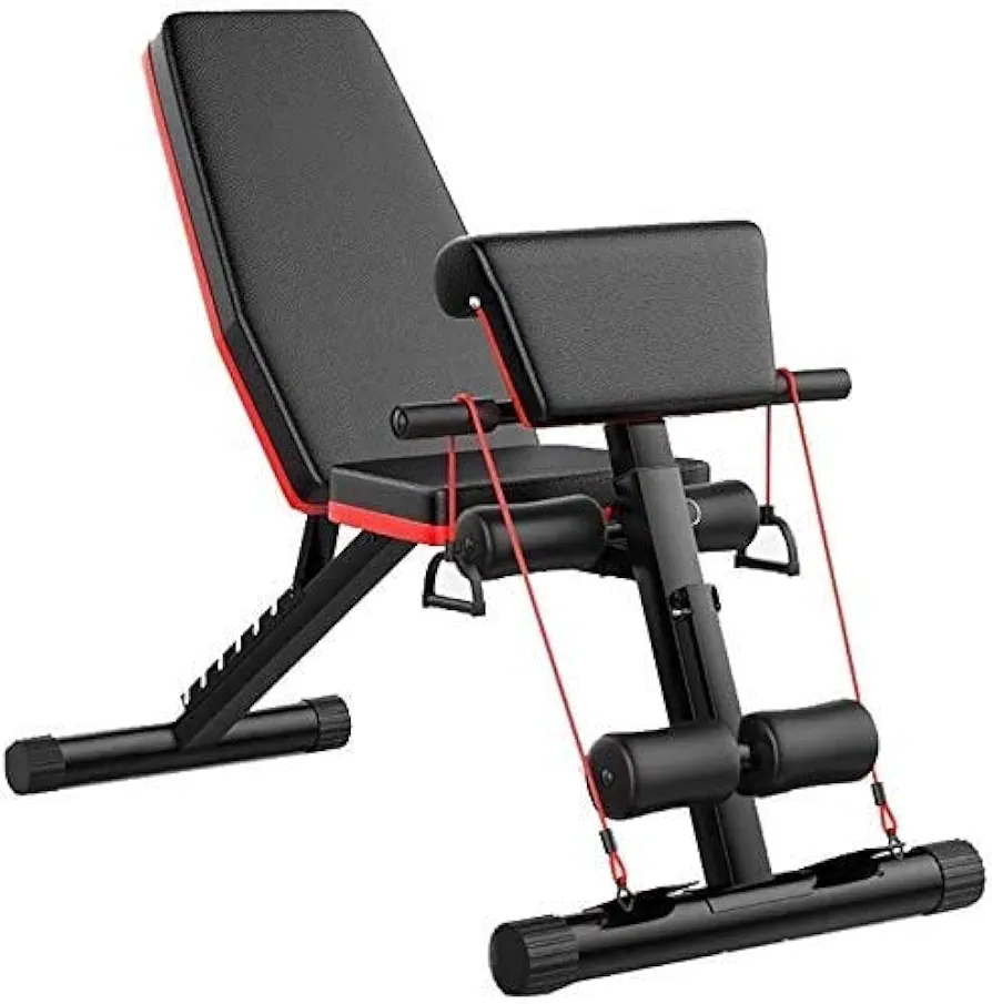 Weight Bench Foldable, Adjustable Press Exercise Gym Bench Sit Up Incline Abs Benchs, Decline Bench for Weightlifting and Strength Training,Black