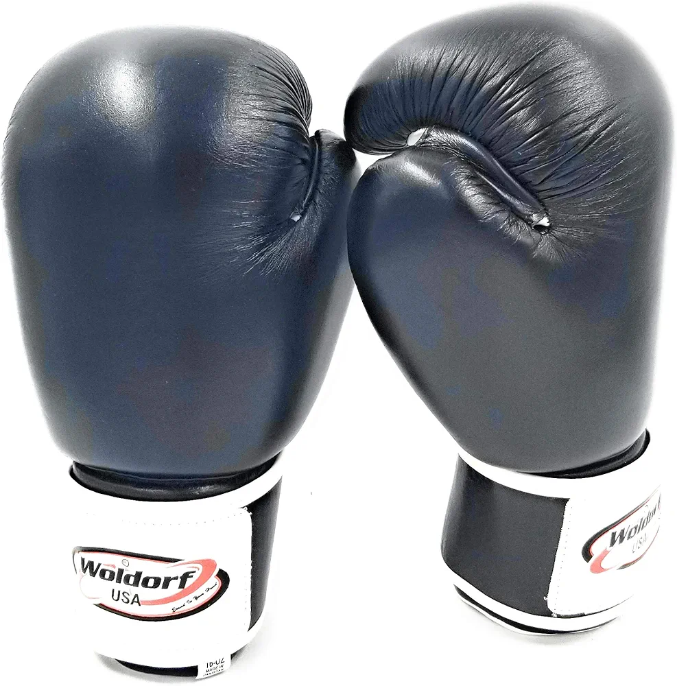 Woldorf Pro Aerobic Style Boxing Gloves in Black 14oz Sparring, Grappling, Kickboxing, Fighting Gloves, Muay Thai Training Gloves, Heavy Bag Speed Punching Gloves.