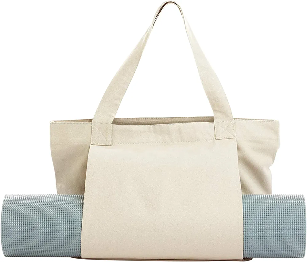 Yoga Bag with Yoga Mat Carrier, Pilates Tote Bag and Yoga Block for Women, Canvas Shoulder Bag with Pocket for Gym, Office, Travel, Beach, Workout, Sports, Fits All Your Stuff Yoga Mat Holder