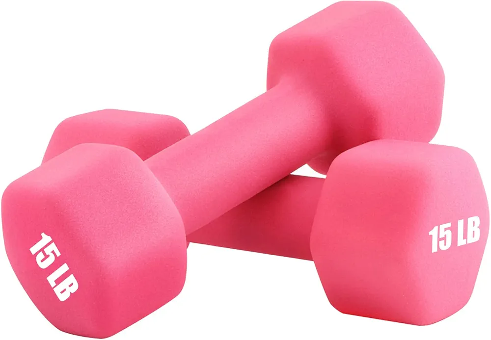 Portzon Weights Dumbbells 10 Colors Options Compatible with Set of 2 Neoprene Dumbbells Set,1-15 LB, Anti-Slip, Anti-roll, Hex Shape for Shoulder,Neck, and Hand Training for Seniors