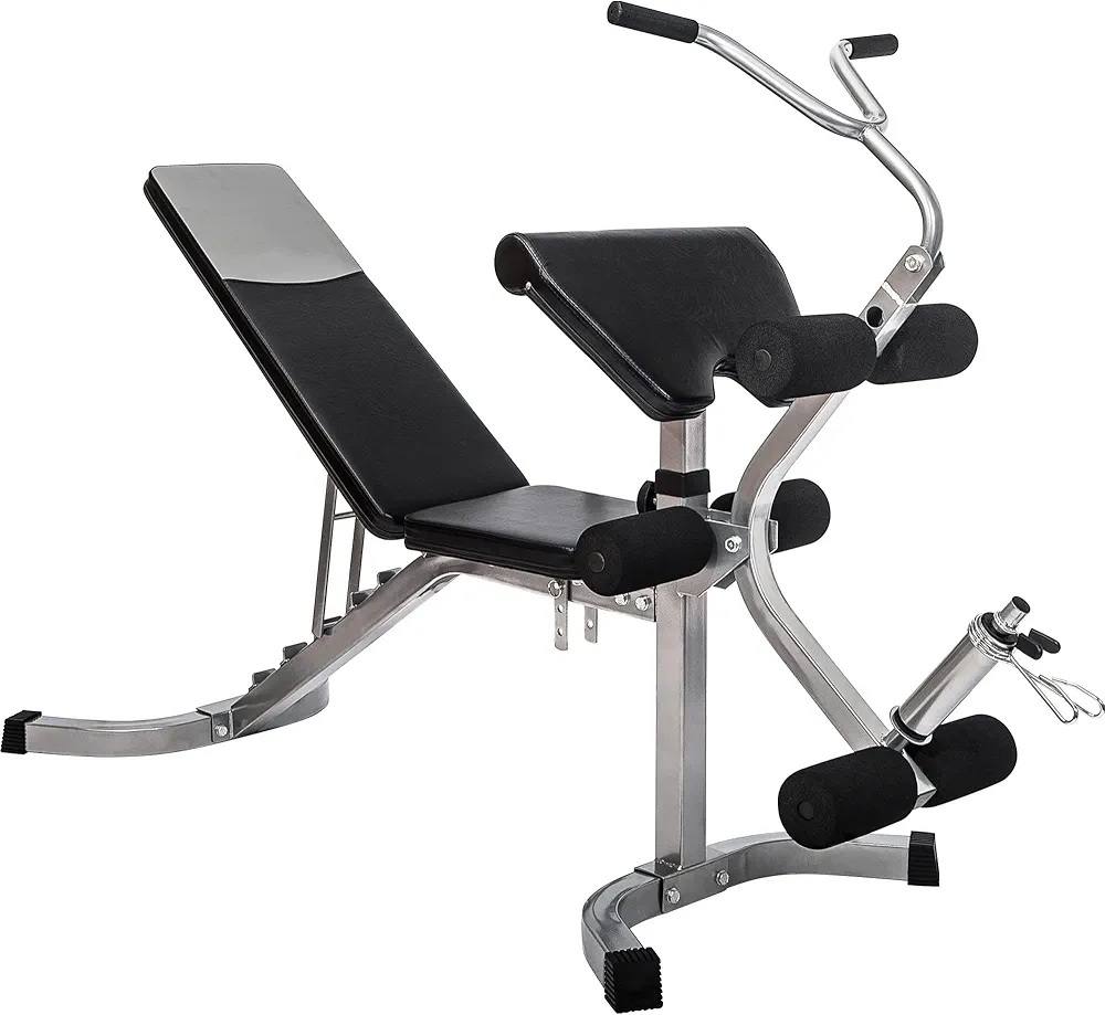 GOWE 6+3 Positions Adjustable Weight Bench with Leg Extension - Utility Benches with Preacher Curl