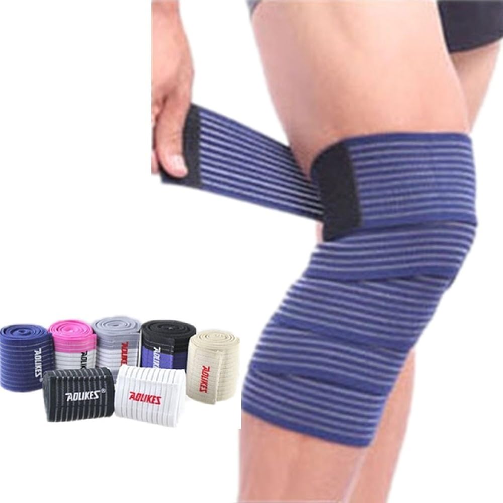 Knee Wraps (1 Pair) - 70" Elastic Knee Sleeves Support & Compression Fitness, Cross Training, WODs & Gym Workout