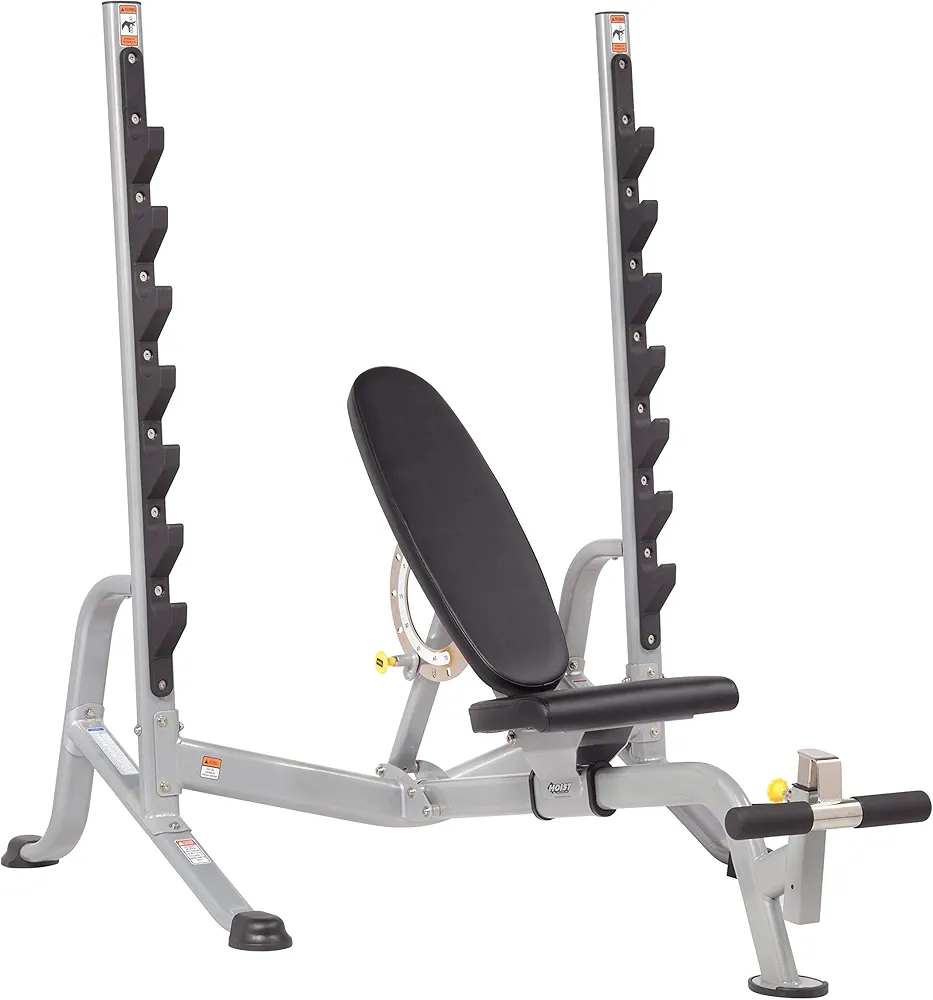 HOIST Fitness Olympic Weight Bench, 7-Position Adjustable Multi-Position Full-Body Strength Training Bench for Flat, Incline & Decline Workouts with Fast, Space-Saving Folding (Addons Not Included)