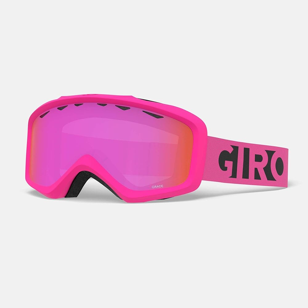 Giro Grade Youth Snow Goggles - Pink Black Blocks Strap with Amber Pink Lens (2021)