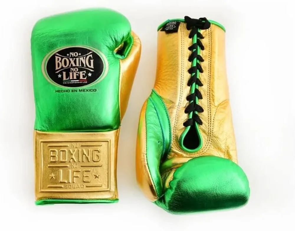 No Boxing No Life Boxing Gloves Green Gold 14oz
