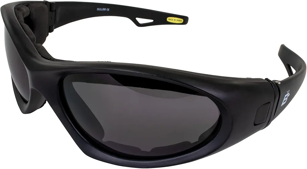 Birdz Eyewear Gull Jet Ski Watersport Floating Goggles Interchangeable Between Goggles and Sunglasses Black Frame with Smoke Mirror Lens