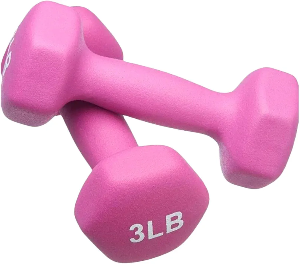 FUXION Neoprene Dumbbell Hand Weights, Sets of 2 with Multiple Weight Options, Hexagon Non-Slip Weights for Home Gym Yoga Pilates Workout