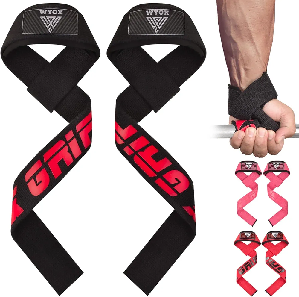 WYOX Lifting Wrist Straps for Weightlifting, Bodybuilding, Powerlifting, Strength Training & Deadlifts - Premium Cotton, Padded Neoprene, Heavy-Duty Stitching - Gym Workout Straps for Men & Women
