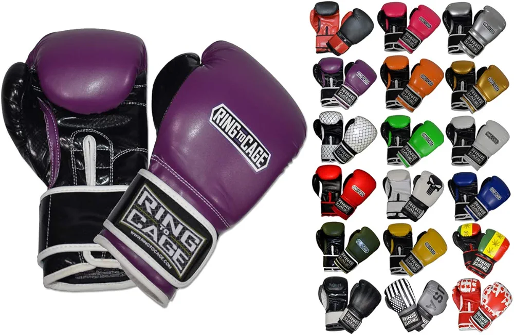 Gym Training Stand-Up Boxing Gloves (Purple/Black, Regular-12oz)