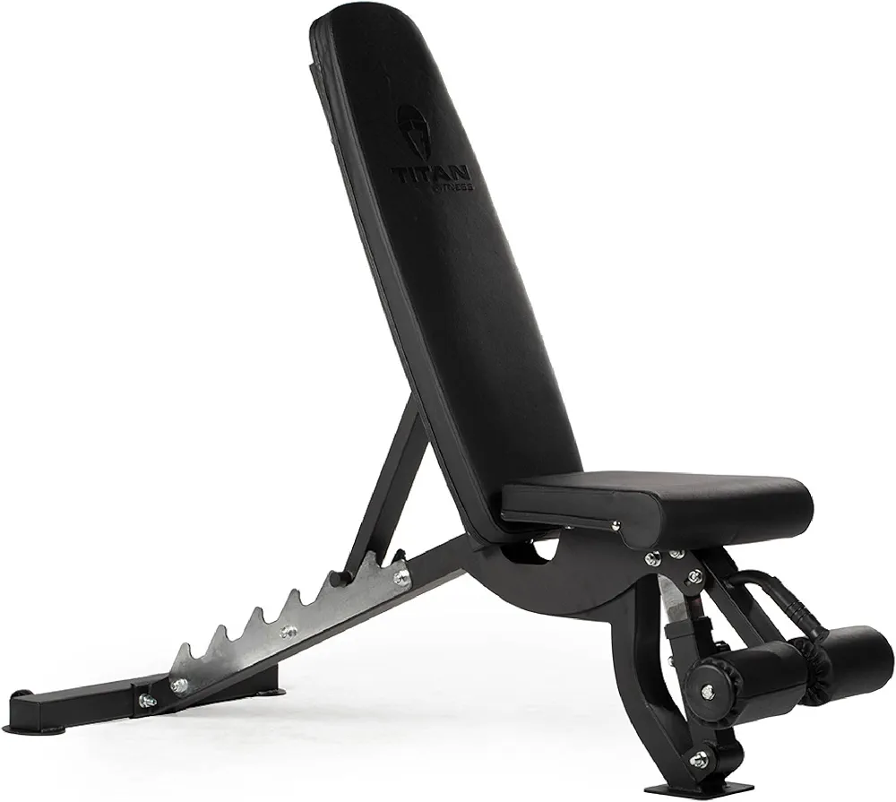 Titan Fitness Single Post Adjustable FID (Flat/Incline/Decline) Bench, Rated 1,500 LB, Weight Training Bench