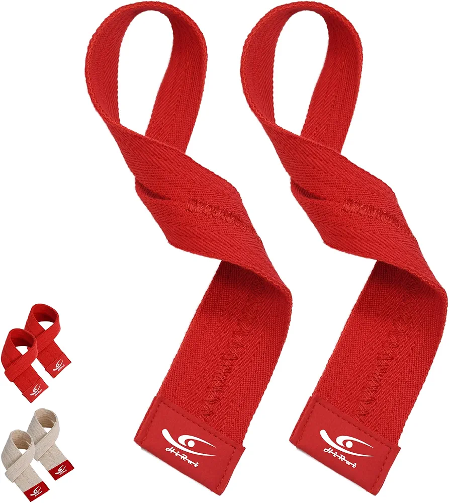 HiRui Cotton Lifting Wrist Straps (Pair) for Weightlifting Powerlifting Bodybuilding Strength Training | Wrist Support Wraps for Enhanced Grip & Stability - Soft & Durable, 13 inch Fits All